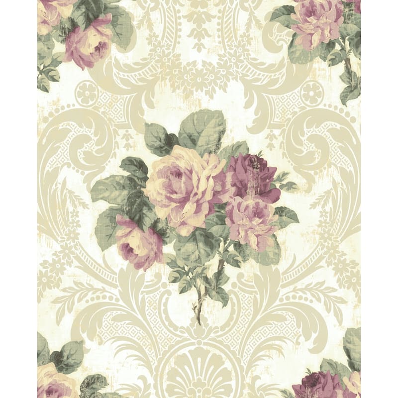 Seabrook Designs Bethany Floral Unpasted Wallpaper