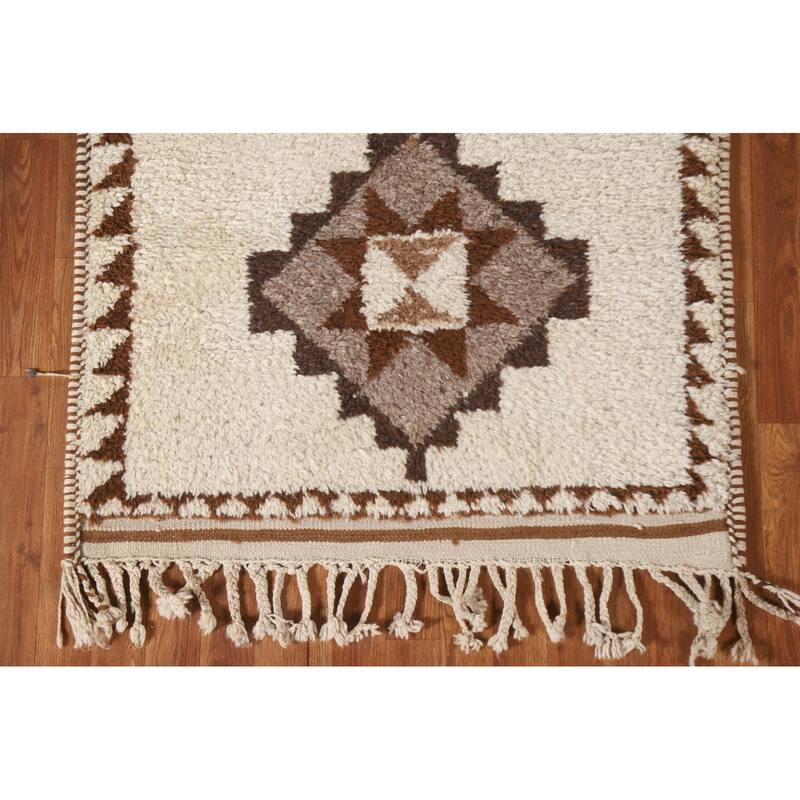 Anatolian Beige Turkish Runner Rug Hand-knotted Wool Carpet - 3'5"x 10'9"
