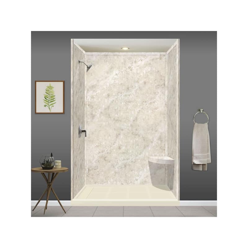 Transolid Studio 14-In X 14-In Solid Surface Wall-Mount Corner Shower Seat - 14.5" x 14.25" x 3"