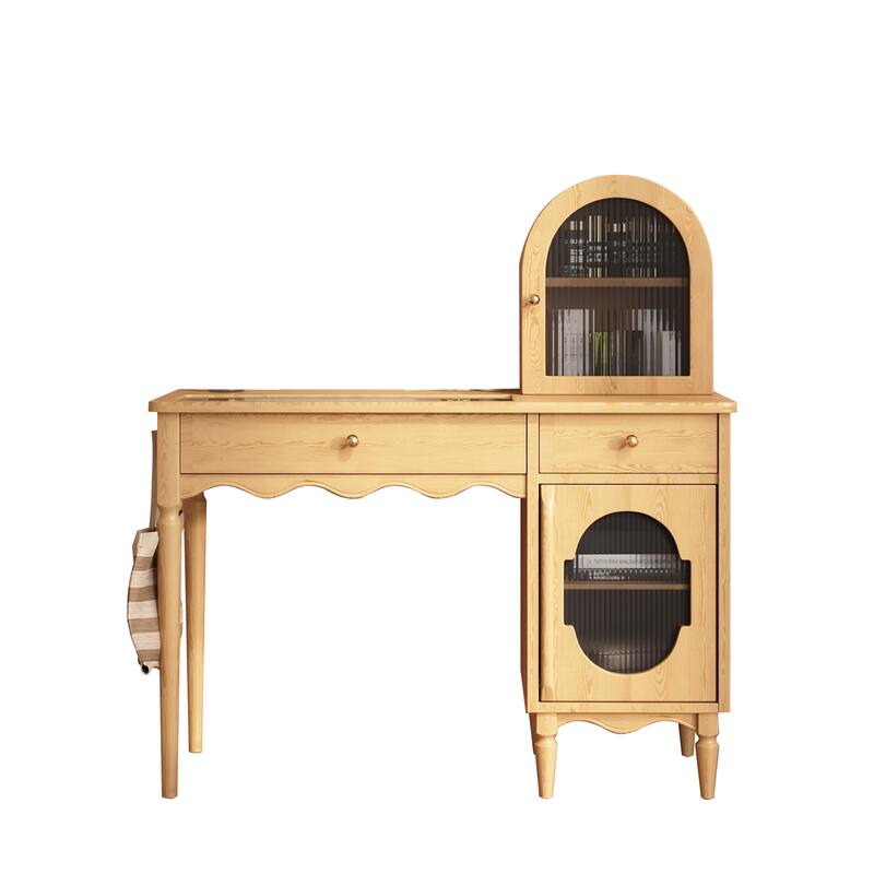 JASIWAY Modern Makeup Vanity Desk with Glass Desktop