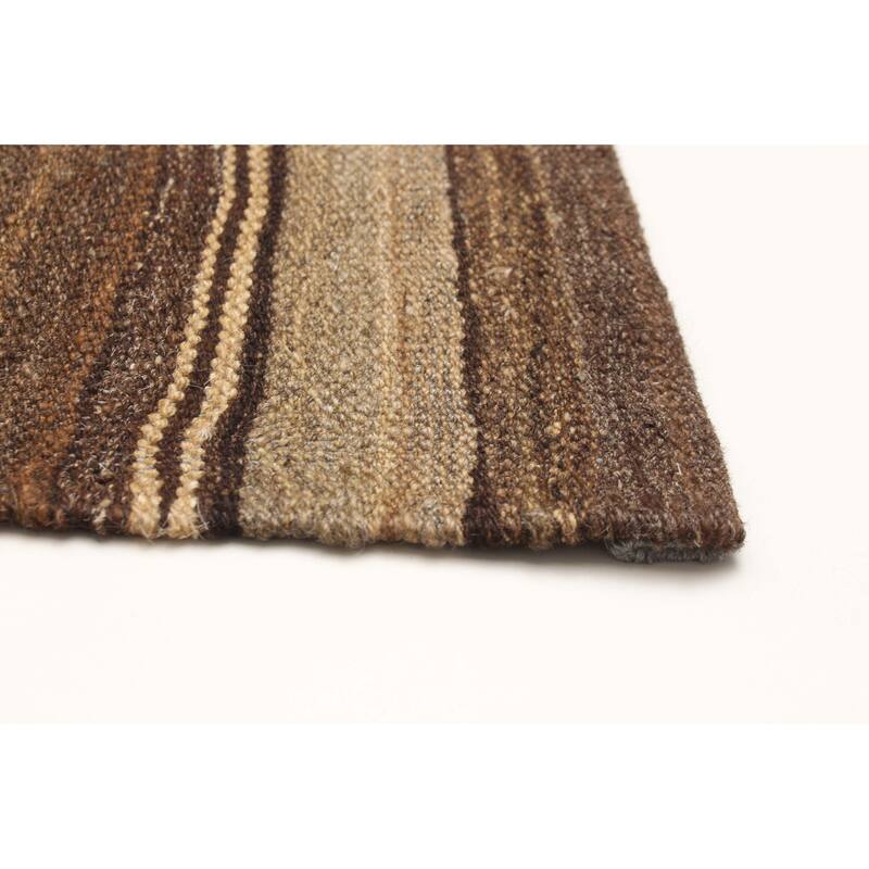 ECARPETGALLERY Flat-Weave Boho Khaki Wool Kilim - 4'11 x 6'8