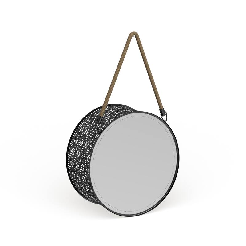 Danya B Round Mirror Pillar Candle Sconce with Fil