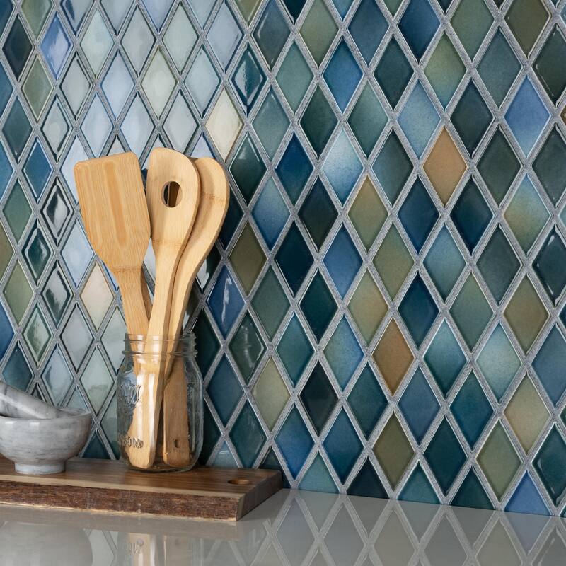 Merola Tile Hudson Kite Lagoon 10-1/8" x 11-3/4" Porcelain Mosaic Floor and Wall Tile