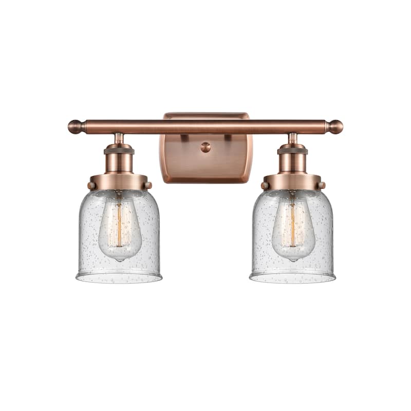 Innovations Lighting Ballston Urban Bell - 2 Light 16" Bath Vanity Light - Antique Copper/Seedy