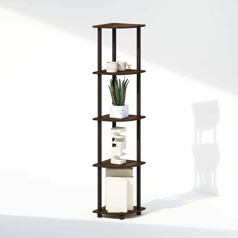 5 Tiers Wood Household Shelving Unit in Walnut/Brown (11.6 in. W x 57.7 in. H x 11.6 in. D)