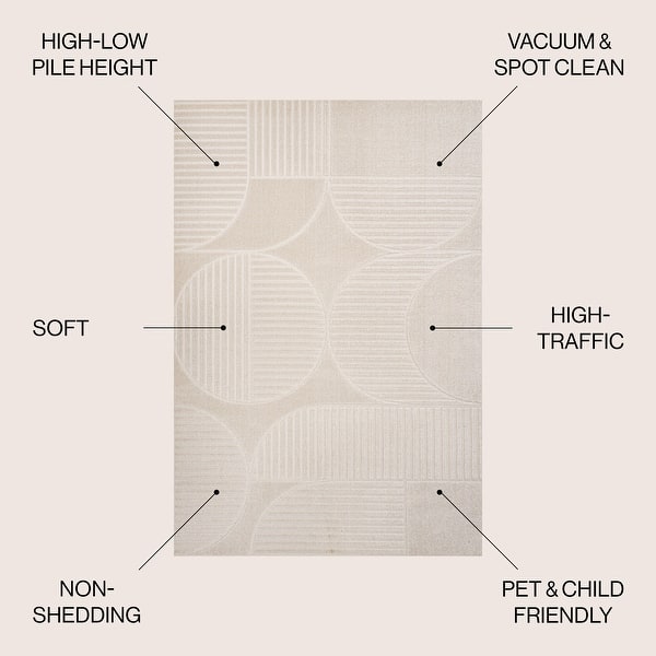 dimension image slide 2 of 33, JONATHAN Y Dila Geometric Arch Scandi Striped Ivory/Cream Area Rug