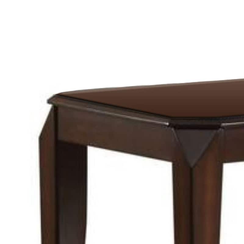 22.5 Inch Wood End Table with Beveled Tapered Legs, Brown - 22.5 H x 23 W x 23 L Inches
