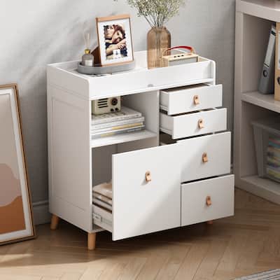 Storage Dresser Chest w/Changing Station for Infant Kids Bedroom White