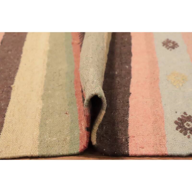 Hand Woven Oriental 100% Wool Carpet Southwestern Tribal Multi-Colored Kilim Area Rug - 10' 3'' X 6' 1''