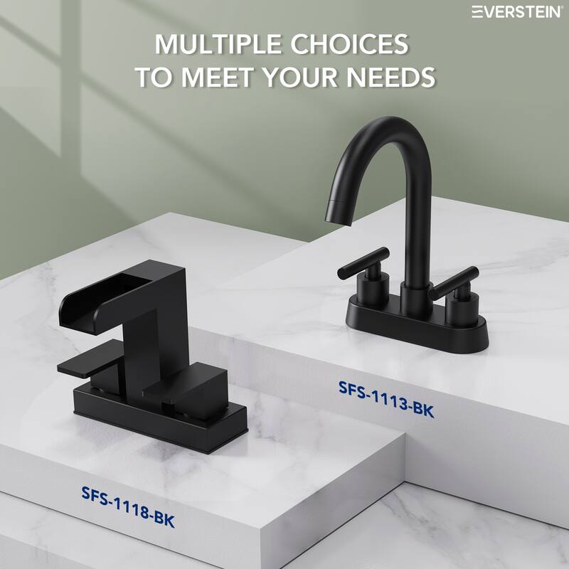 4" Centerset 3 Holes Double Handle 360° Swivel Bathroom Sink Faucet