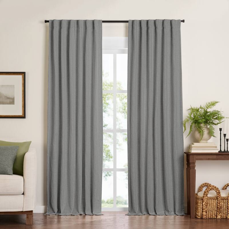 Harrow Solid Texture Blackout Window Single Curtain Panel - 52"x95" - Dark Gray