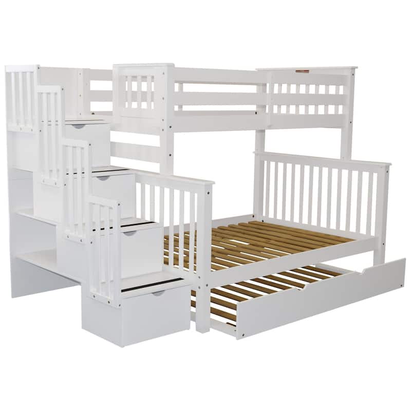 Taylor & Olive Trillium Twin over Full Stairway Bunk Bed, Twin Trundle