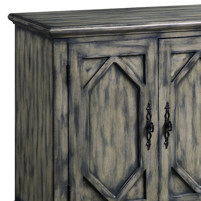 Charming Rustic Console Cabinet with Intricate Design for Versatile Storage - Tan