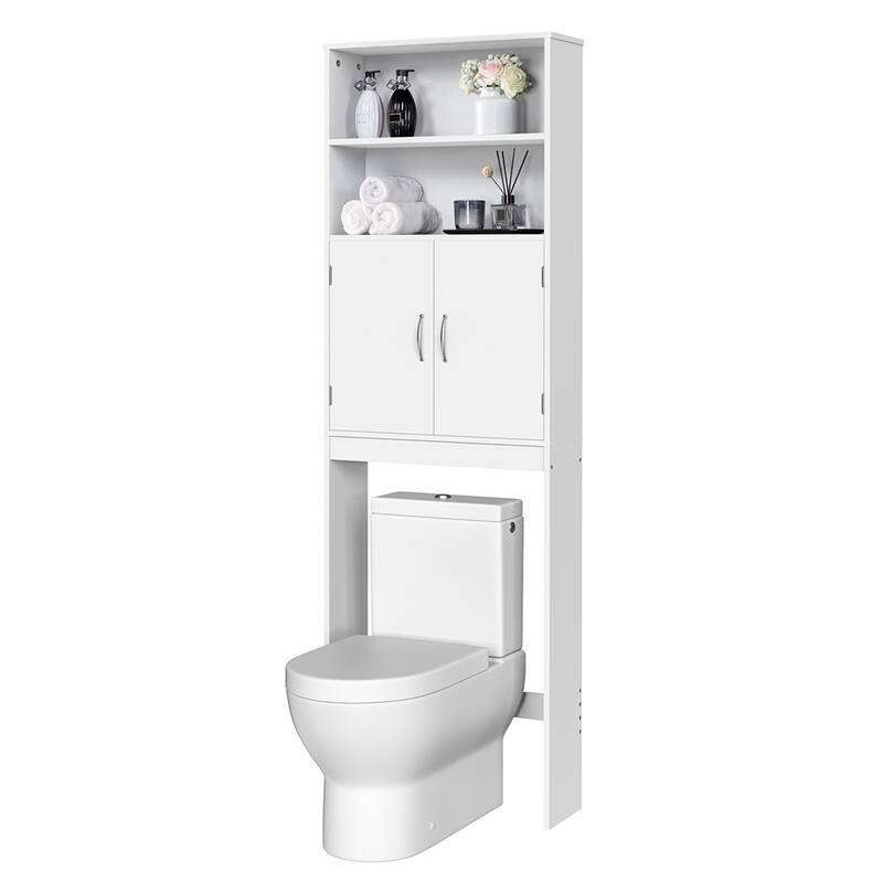 Yaheetech 2-Shelf Bathroom Organizer Over The Toilet,Double Doors - White