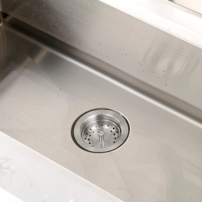 Luxier KS01 3-1/2 in. Drop-In Kitchen or Bar Sink Basket Strainer - Brushed Stainless Steel