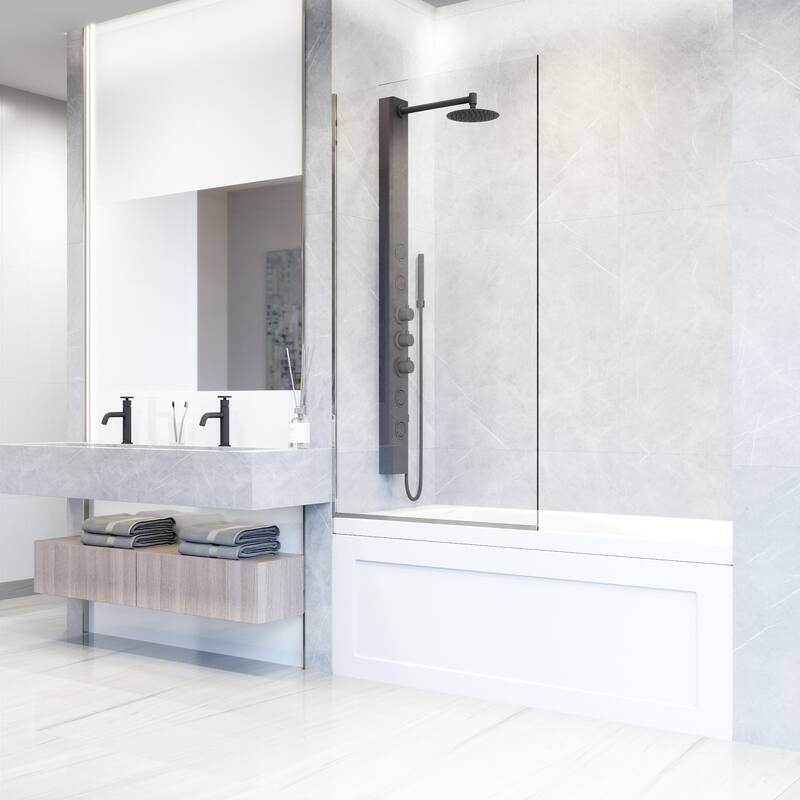 VIGO Zenith 34" W x 62" H Frameless Fixed Tub Screen Door