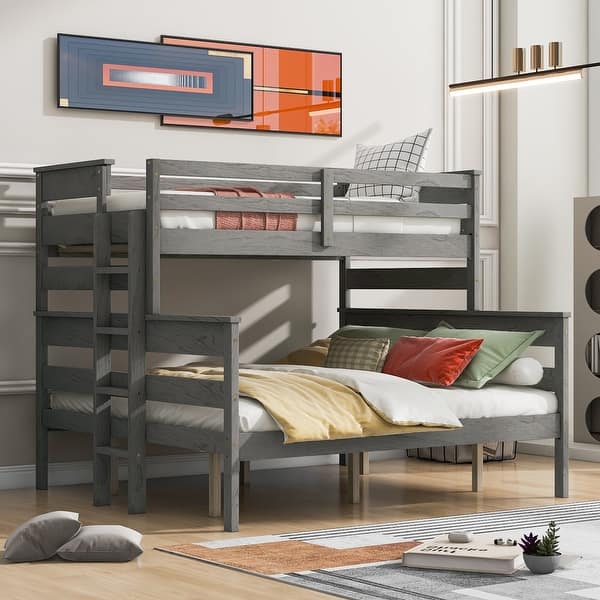 slide 2 of 13, Twin XL/Queen Bunk Bed Slat Support Bed Frame - Grey Grey - Twin XL