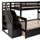 preview thumbnail 5 of 7, Twin-Twin over Full L-Shaped Bunk Bed With Portable Desk, 3 Drawers and Wardrobe, Espresso