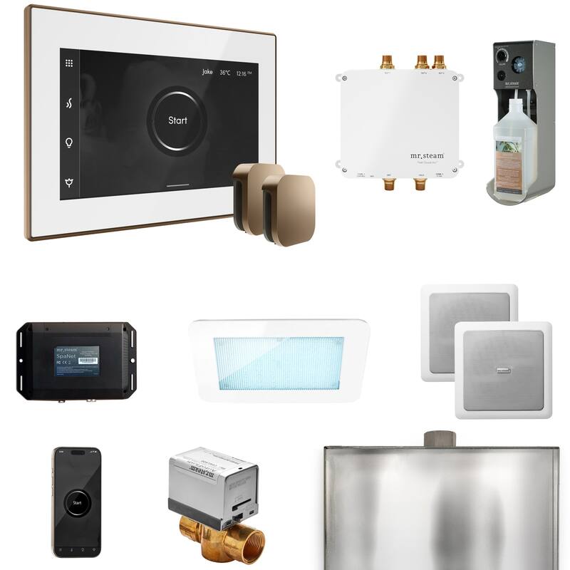 Mr Steam BLS1-X Bliss Max Package Steam Shower Control Package with - White / Nouveau Bronze