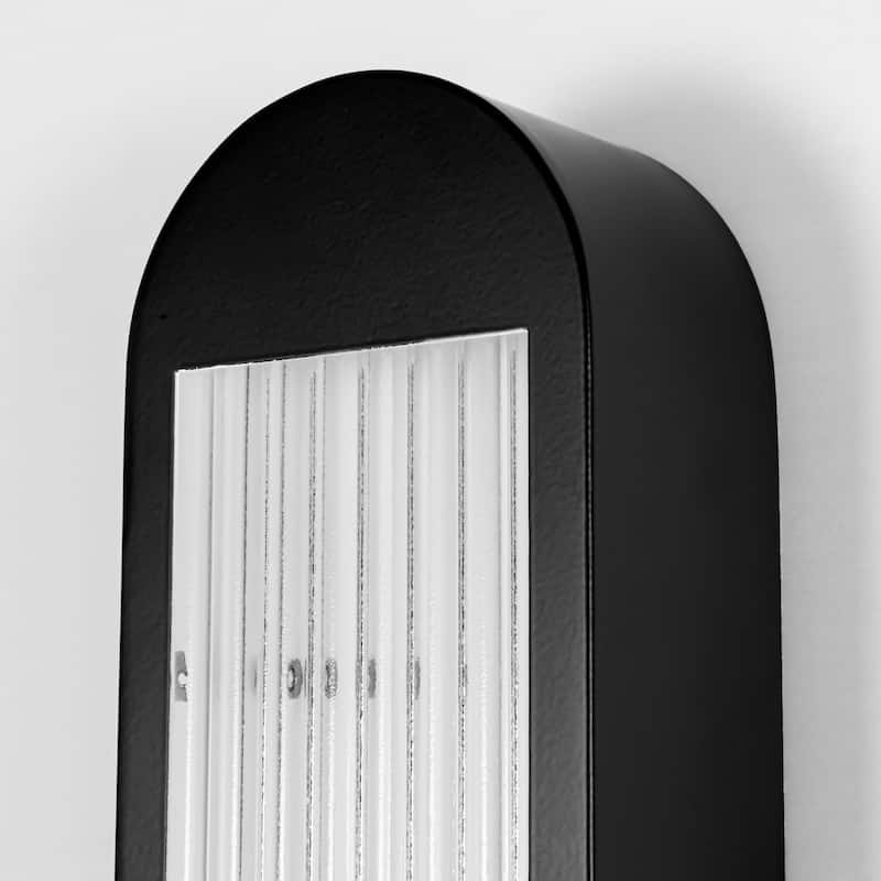 Rennnsan 25.6" 1-Light Modern Brass/Black Linear Bathroom Vanity Light with Ribbed Glass Shade