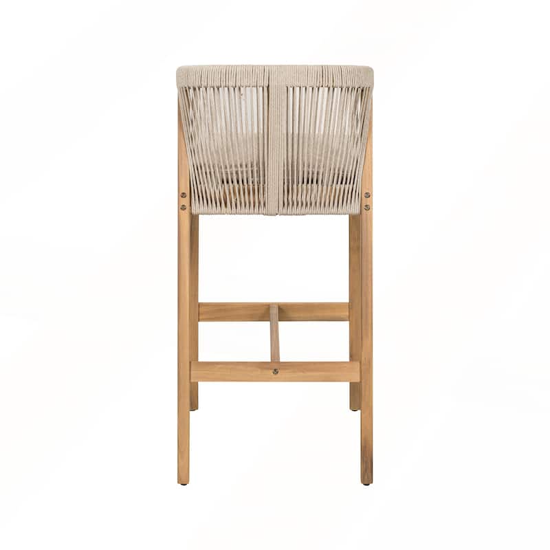 Outdoor Barstool with Beige Cushion Set of 2
