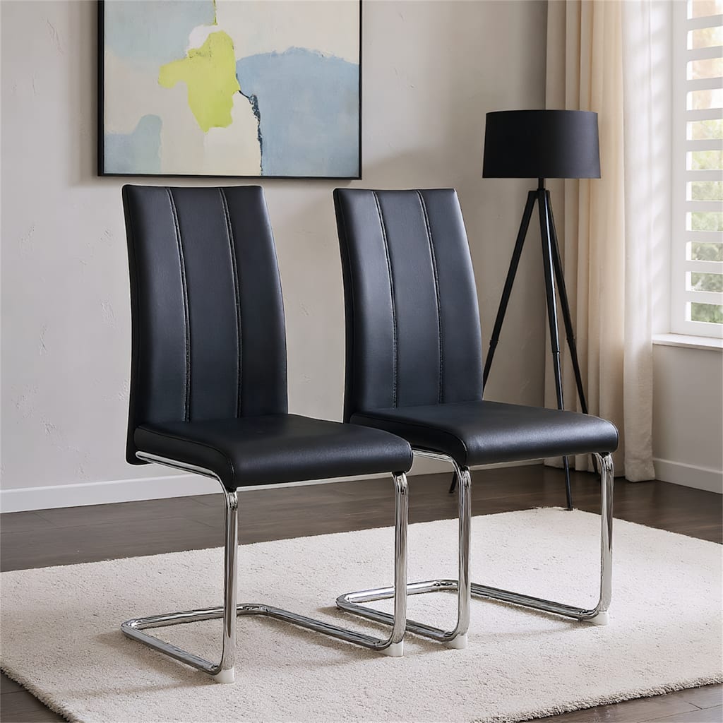 Set of 2 Modern High-Back Side Chairs