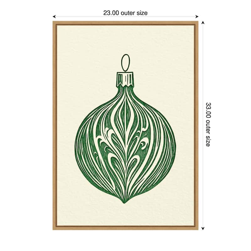 Woodcut Bauble by Pictufy Studio (23 x 33 in.), Framed Canvas Wall Art Print - Sylvie Natural