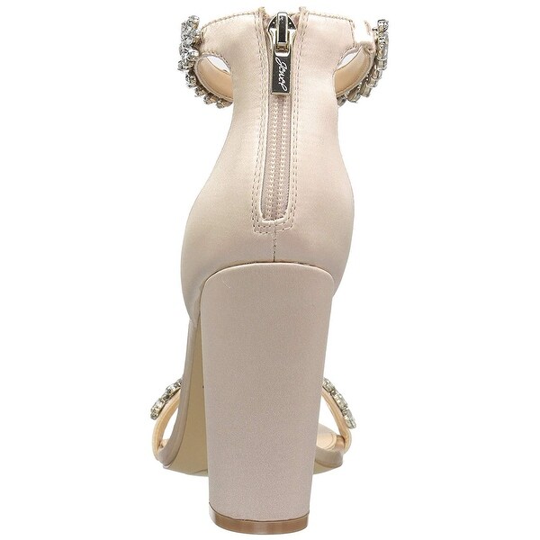 mayra champagne satin rhinestone ankle strap heels