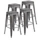 preview thumbnail 10 of 18, Distressed Metal Indoor-Outdoor 30-inch Backless Barstool (Set of 4) Silver Gray