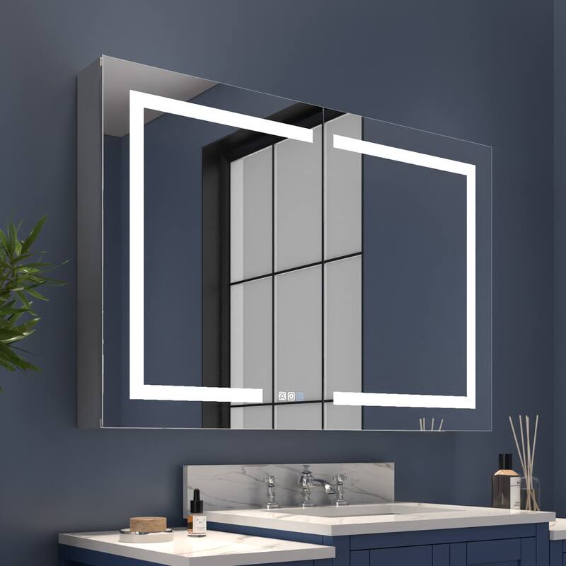 ExBrite 36" x 30" LED Lighted Bathroom Medicine Cabinet with Mirror,Recessed or Surface Mount,Defog - 44"x30"