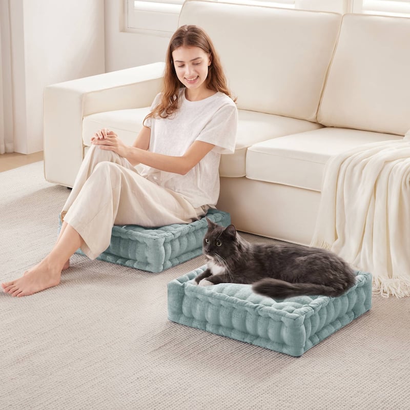 Intelligent Designs Charvi Poly Chenille Square Floor Pillow Cushion