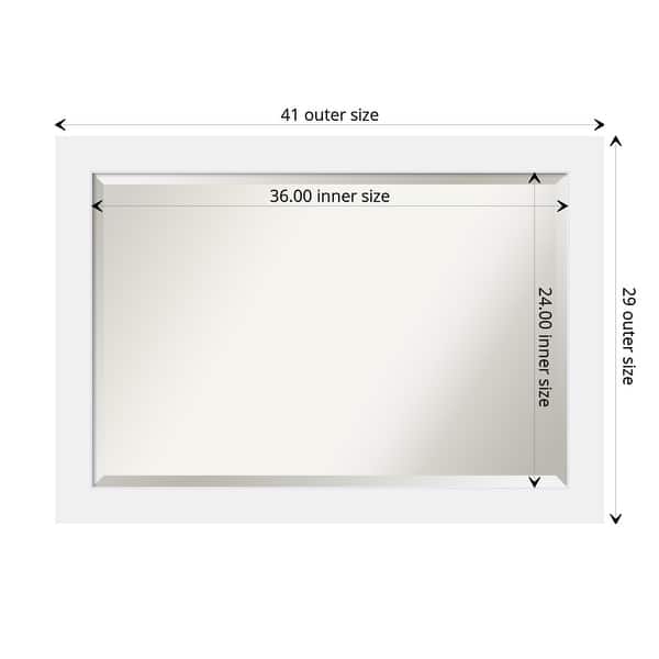 Beveled Wood Bathroom Wall Mirror - Corvino White Frame - Outer Size: 41 x 29 in