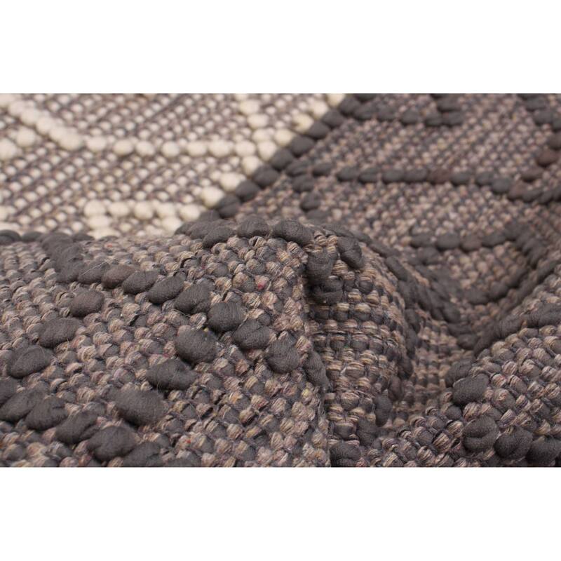 ECARPETGALLERY Braid weave Sienna Grey Wool Rug - 4'0 x 6'1