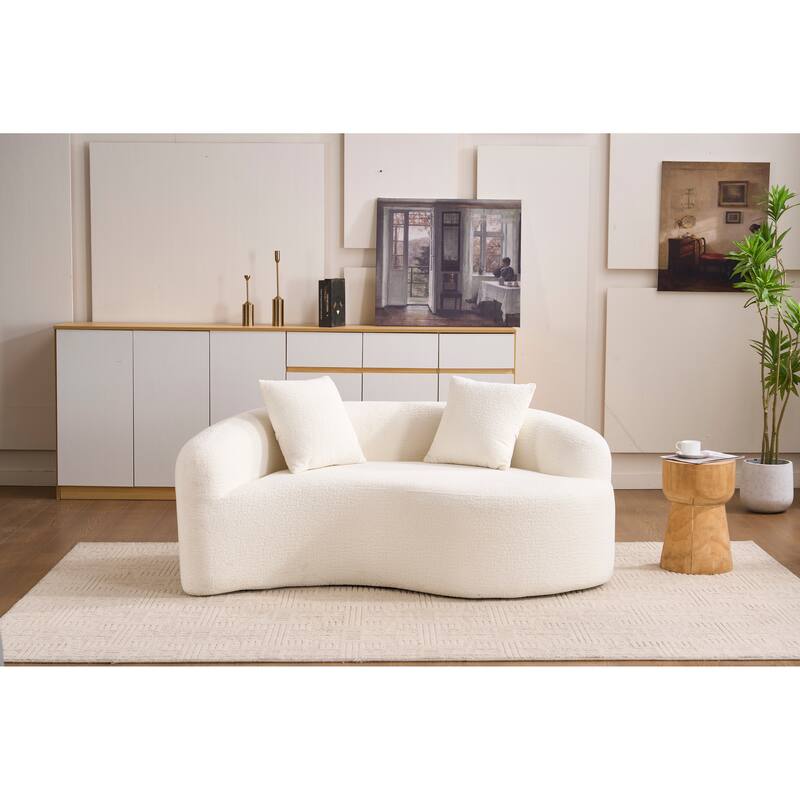 S-Curved Dual-Depth Chenille Sofa Compact, No Assembly