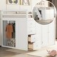 preview thumbnail 1 of 26, Full Size Wood Loft Bed with Built-in Wardrobes, Cabinets and Drawers, Multi-Functional Bed Frame with Storage Space Staircase White - Full