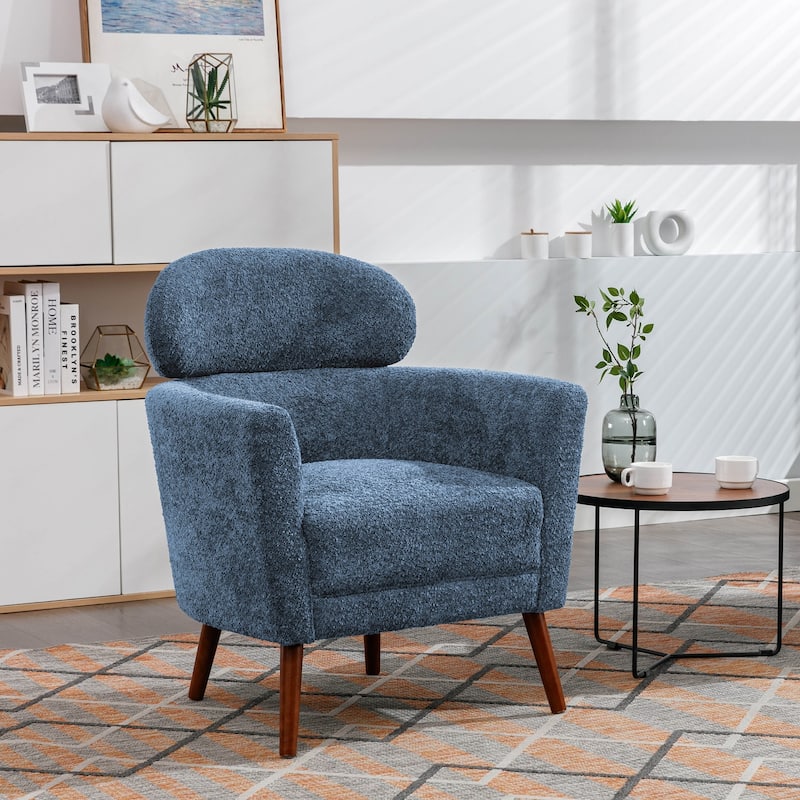 Porthos Home Rhys Sherpa Fabric Accent Barrel Chair with Rubberwood Legs
