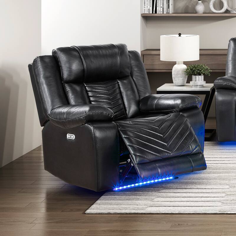 Ridge 40" Faux Leather Power Recliner - LED and Charging Ports