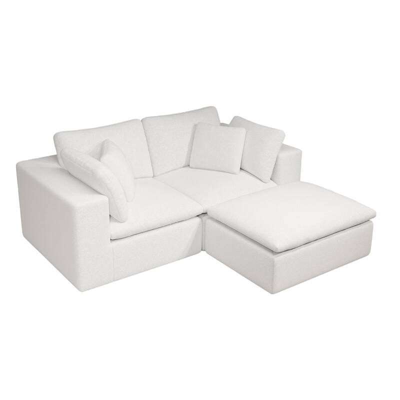 Roomfitters 78.8" Modular Sectional Sofa, 3-Piece Compressed Cloud Couch, No Assembly Required, Plush Corduroy, White