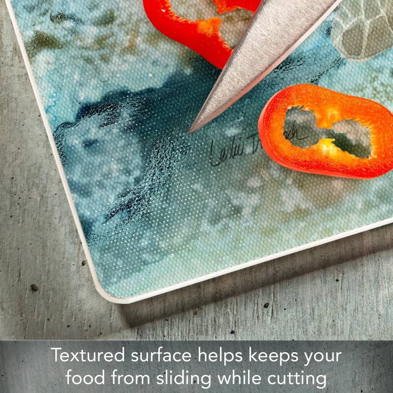 Under Sea Life 3mm Heat Tolerant Tempered Glass Cutting Board 15” x 12” Made in the USA Dishwasher Safe