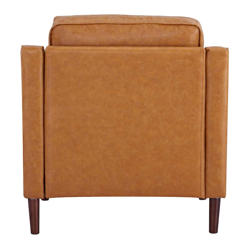 Sedona Modern Accent Chair, Faux Linen / Vegan Leather Armchair