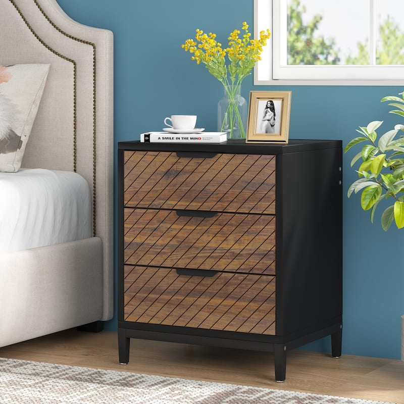 White and Gold Night Stands for Bedrooms Light Wood Grain Nightstands ...