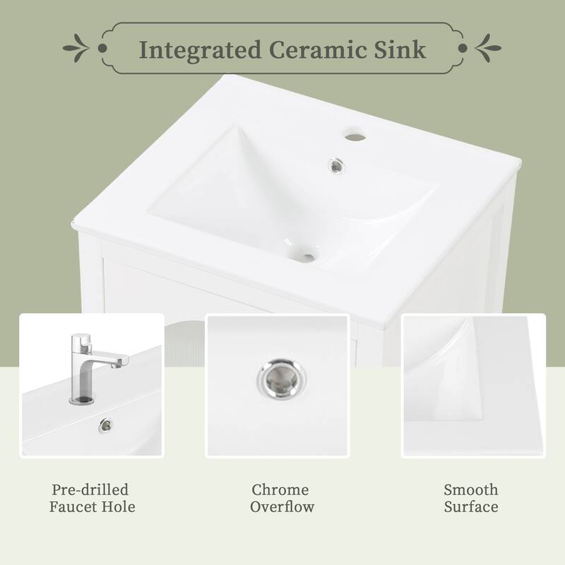 20 inch MDF Bathroom Vanity with Sink, Bathroom Cabinet with Soft Closing Glass Door