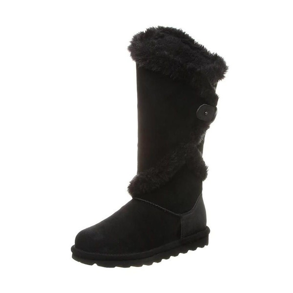 fur lined black boots womens