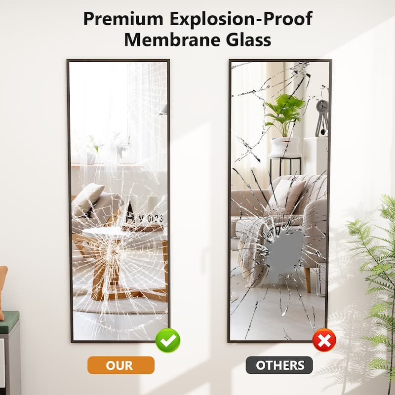 Full Length Mirror Standing Rectangle Black Frame Floor Mirrors Body Dressing Wall-Mounted Mirror