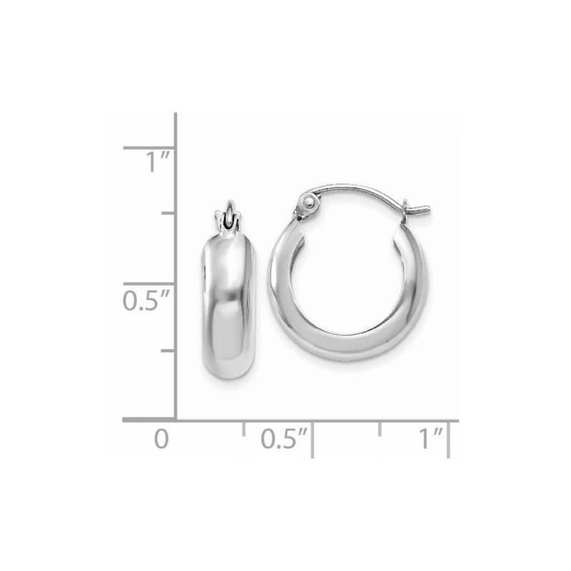 Curata 14k White Gold 13x4mm Round Hoop Earrings
