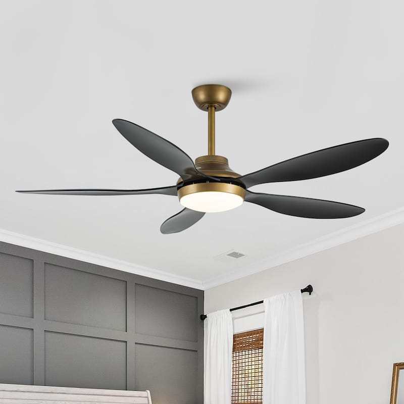 52" Antique Brass Smart Ceiling Fan with Light and Remote, App Control, Voice Control
