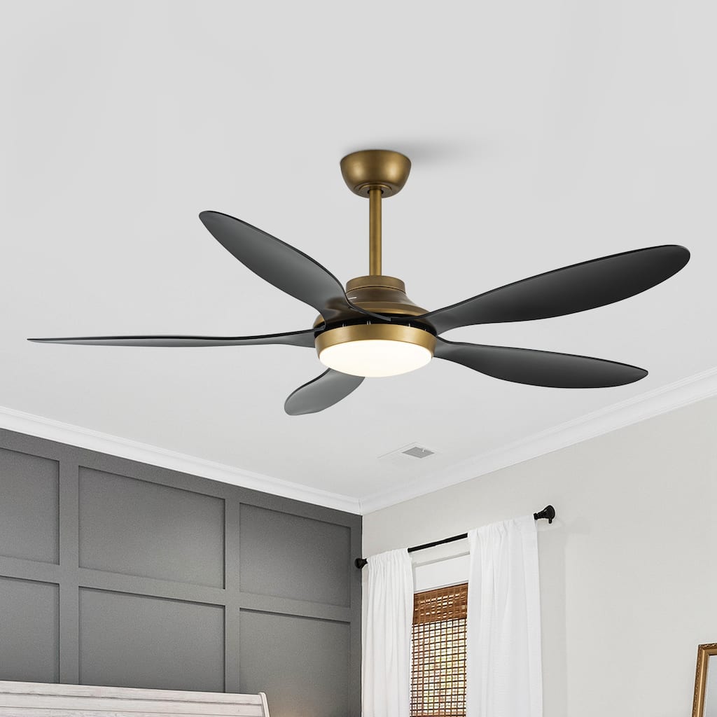 Parrot Uncle 52" Antique Brass Smart Ceiling Fan with Light and Remote, App Control, Voice Control