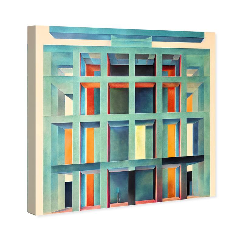 Wynwood Studio Abstract Gated Entrace Jade Blue and Teal Modern & Contemporary Wall Art Canvas Print