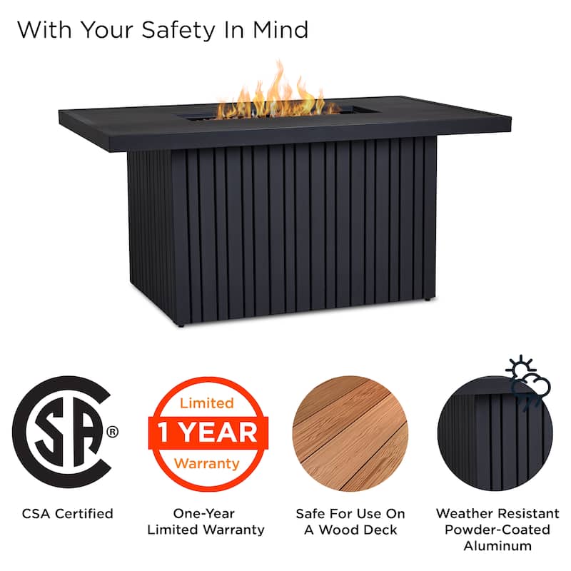Calvin 52" Rectangle Fire Table in Black Coral by Real Flame