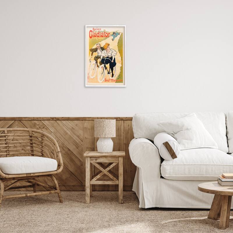 Stupell Vintage Cyclists Poster Framed Giclee Art Design By Marcus Jules